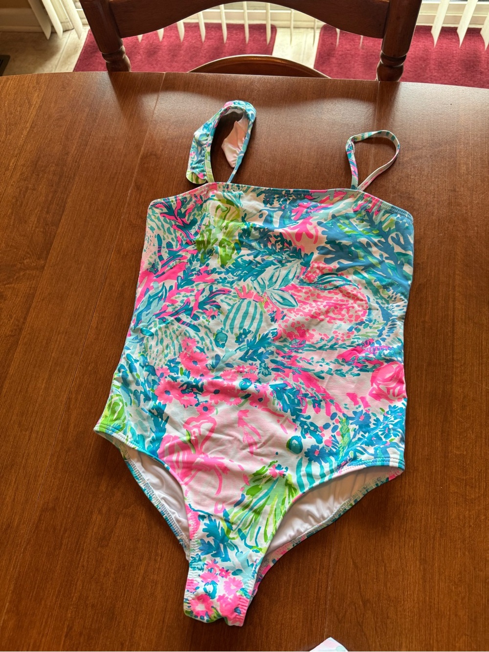 Lilly Pulitzer Girls Floral One-Piece Swimsuit - Pink, Blue & Green